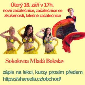 Ženy - zkušební lekce orientální břišní tance pro nové začátečnice 16. září 2025 v 17h. s Martinkou