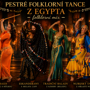 Lekce pestrých egyptských folklorních tanců zábavně ve středu 17.6.2026 od 18 do 19:30