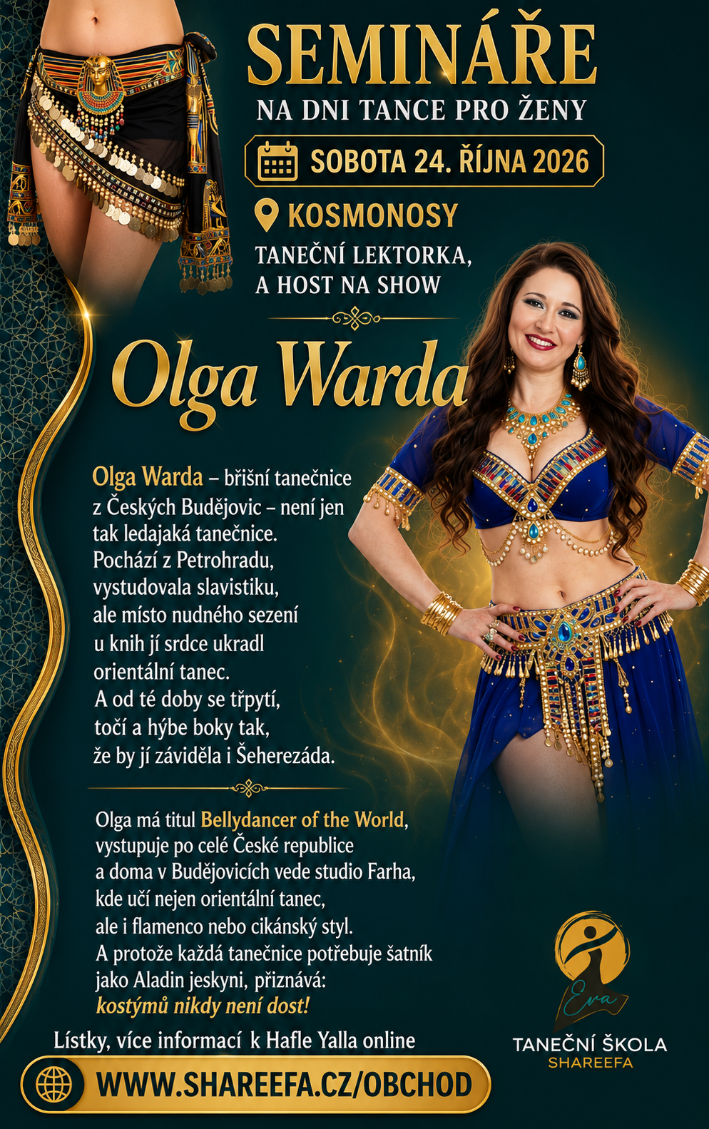 Seminář/ moderního břišního tance s Wardou - Obsazen 24.10.´26 15:45-17:45/lze zakoupit pouze jako součást dne na všech seminářích